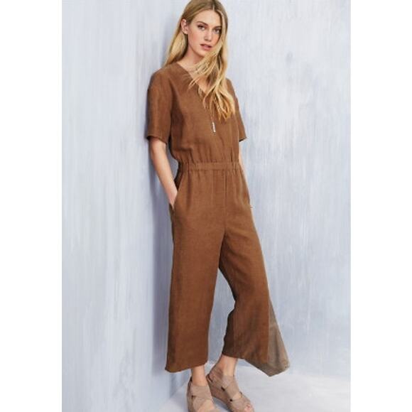 EILEEN‎ FISHER TENCEL® & Organic-Linen Short-Sleeve Jumpsuit Large